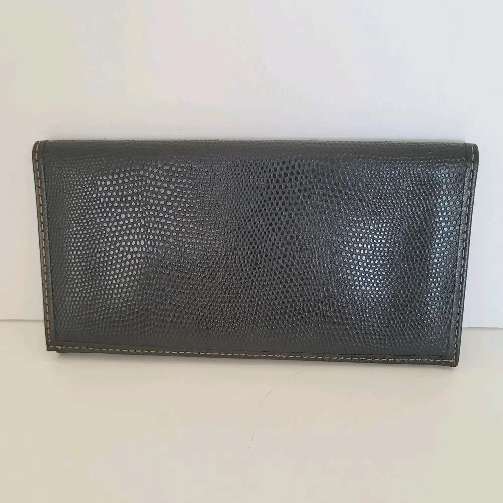 Giorgio Valenti Card Slim Bill Holder Wallet Navy Bifold Leather Snake Vintage